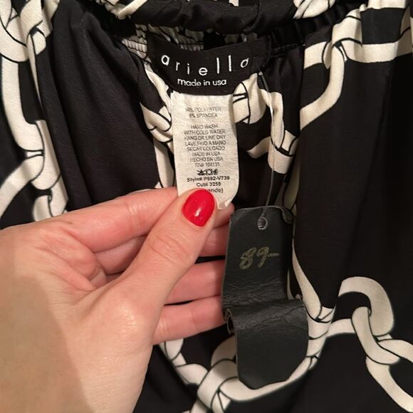 Ariella Clothing Women’s Black Chain Print Strapless Wide Leg Stretchy Jumpsuit - Picture 10 of 11